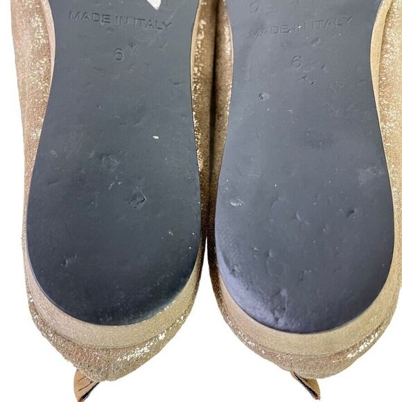 Fs/Ny French Sole Gold Leather Slip On Wedge Loafers Round Toe Womens Shoes sz 6 - Picture 14 of 16